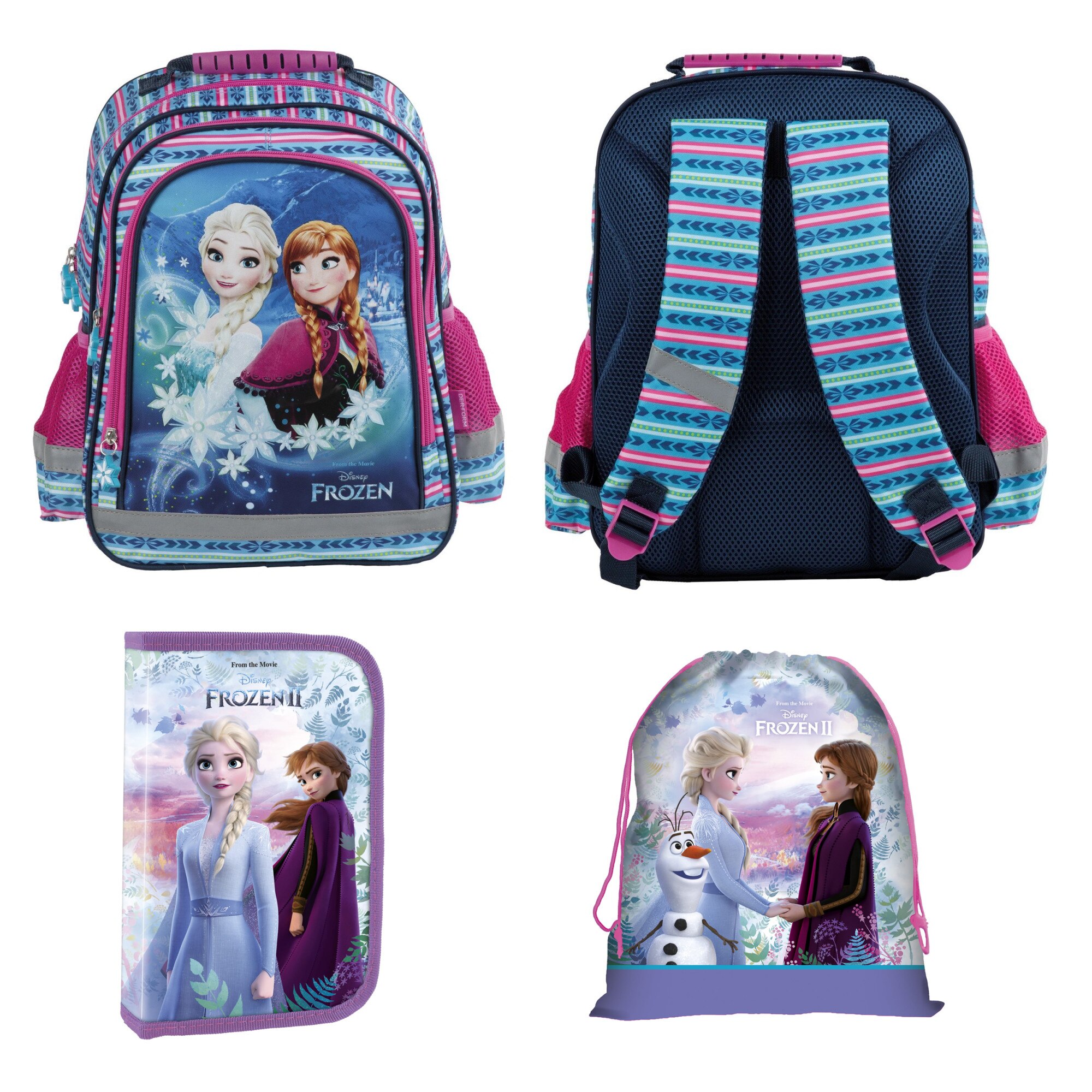Set rucsac scoala frozen, sac pentru pantofi, penar, multicolor