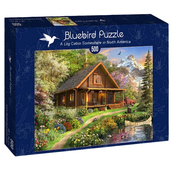 Puzzle Bluebird - Dominic Davison, A log cabin somewhere in north America, 500 piese