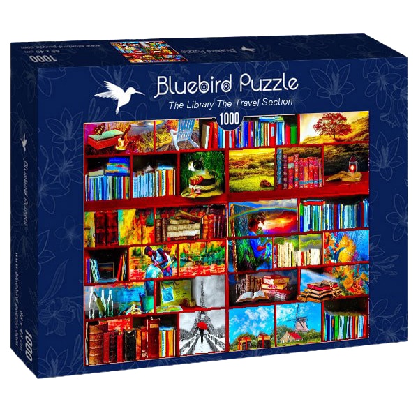 Puzzle Bluebird - The library the travel section, 1000 piese