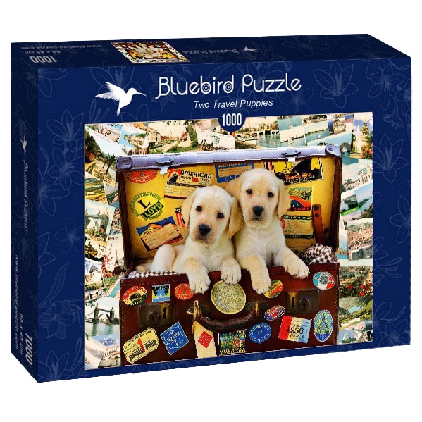Puzzle Bluebird - Two travel puppies, 1000 piese