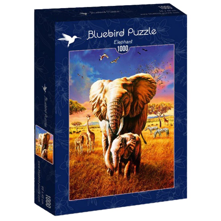 Puzzle Bluebird - Adrian Chesterman, Elephant, 1000 piese