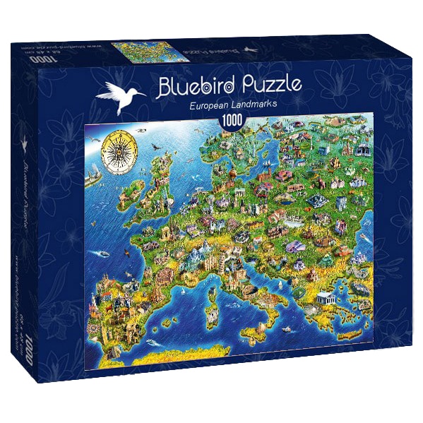 Puzzle Bluebird - Adrian Chesterman, European landmarks, 1000 piese