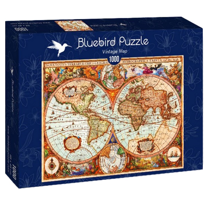 Пъзел Bluebird - Aimee Stewart, Vintage map, 1000 части