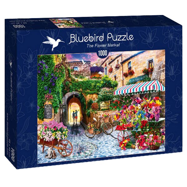 Puzzle Bluebird - The flower market, 1000 piese