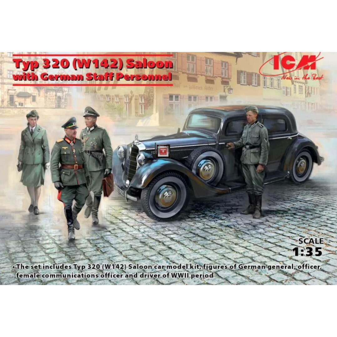 Automodel de construit ICM Mercedes Typ 320 (W142) Saloon with German Staff Personnel 1:35 ICM 35539