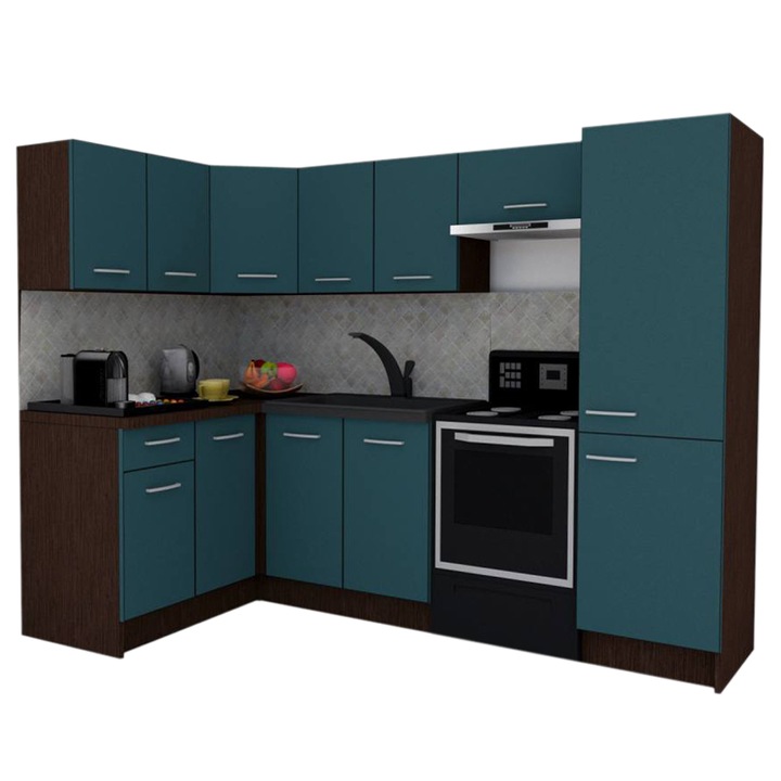 Set Bucatarie de Colt GENA NEW 2 ST. 140-250, Genarom, Fara Corp de Cuptor, Wenge / Decor 0244