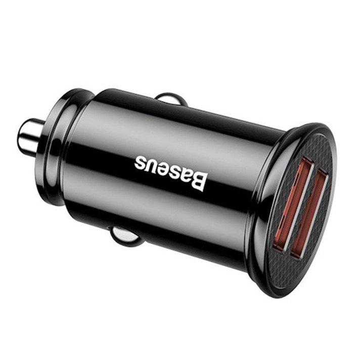 Baseus autós töltő 2 x USB aljzat (30W, 4.5V / 5000mA, QC 3.0, PD gyorstöltés támogatás), Fekete