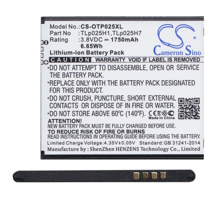 Cameron Sino Akkumulátor 1750 mAh LI-ION (belső Akkumulátor, beépítése szakértelmet igényel,TLP025H1 kompatibilis) (Alcatel Pop 4 (OT-551))