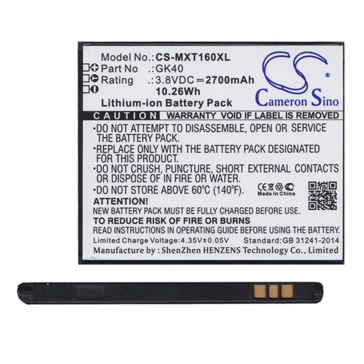 Cameron Sino Akkumulátor 2700 mAh LI-Polymer (GK40 / SNN5967A / SNN5967B kompatibilis) (Motorola E3)