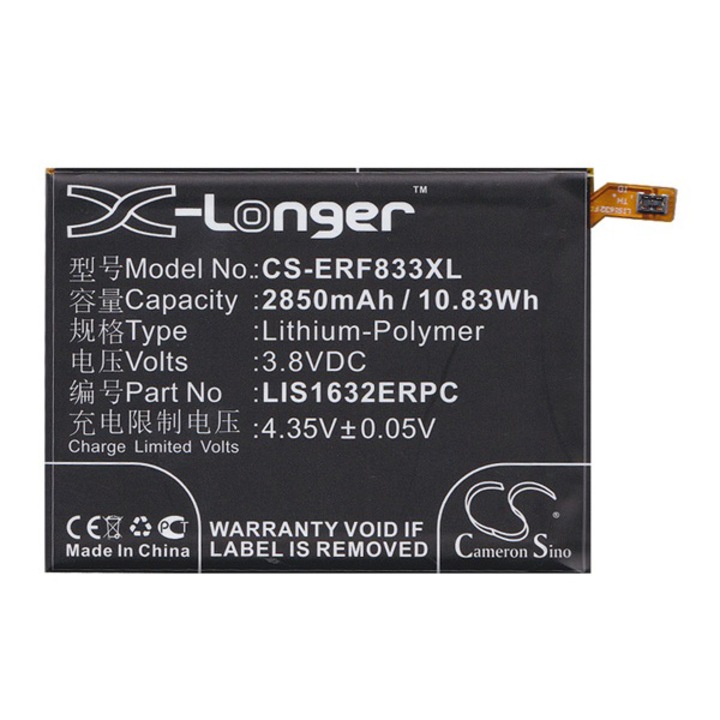 Cameron Sino Akkumulátor 2850 mAh LI-Polymer (belső Akkumulátor, beépítése szakértelmet igényel, LIS1632ERPC / 1305-6549) (Sony Xperia XZ (F8331))
