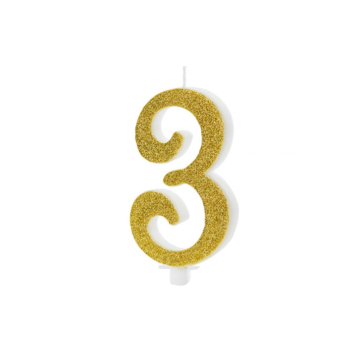 3-as számú gyertya, arany, 10 cm