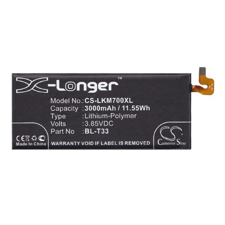 Cameron Sino Akkumulátor 3000 mAh LI-Polymer (belső Akkumulátor, beépítése szakértelmet igényel, BL-T33 kompatibilis) (LG Q6 (M7A))