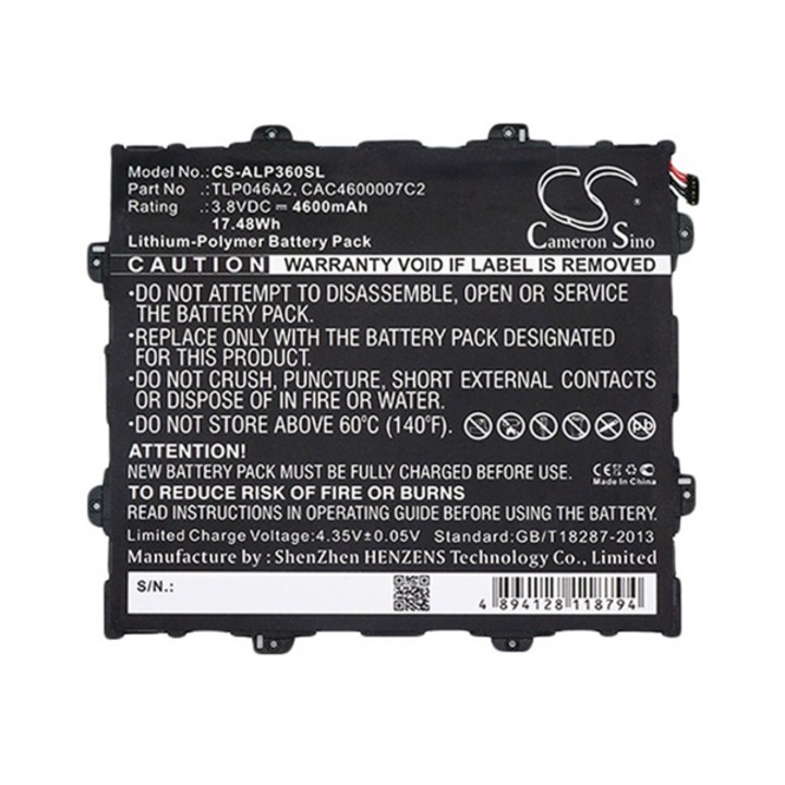 Cameron Sino Akkumulátor 4600 mAh LI-Polymer (belső Akkumulátor, beépítése szakértelmet igényel, TLP046A2 kompatibilis) (Vodafone Tab Prime 6 (VF1497))