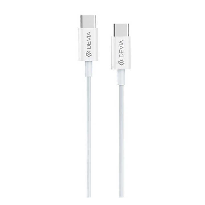 Devia SMART adatkábel (Type-C / Type-C, 100 cm, gyorstöltés támogatás, PD2.0, 60W), Fehér