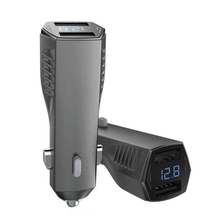 Gigapack Autós töltő 2 x USB aljzat (5V / 2400mA, LED kijelző), Fekete