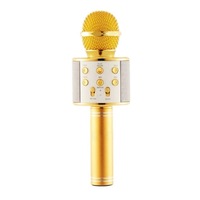 Microfon tip wireless fara fir cu sistem karaoke , auriu