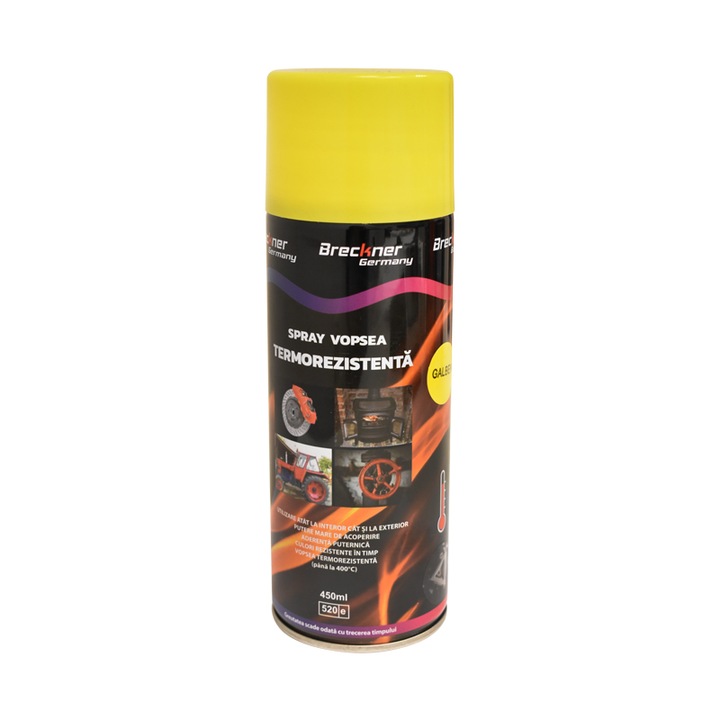 Spray ART vopsea termorezistenta Galben pentru etriere 450ml ,uscare rapida , rezistenta ridicata la frecare si intemperii