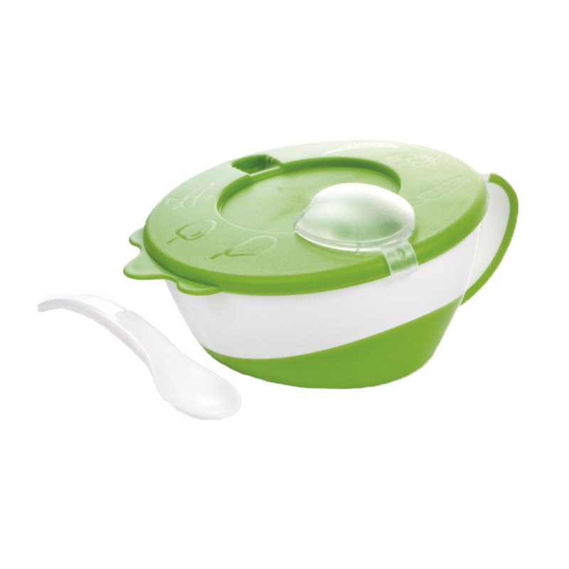 Set 2 piese castron si lingurita Canpol Babies 31/406V, Verde 9+ luni