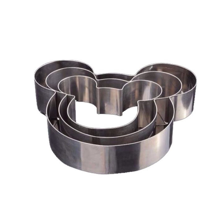 Set 3 bucati forme pentru tort, model soarece, inox