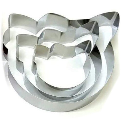 Set 3 bucati forme pentru tort, model pisica, inox
