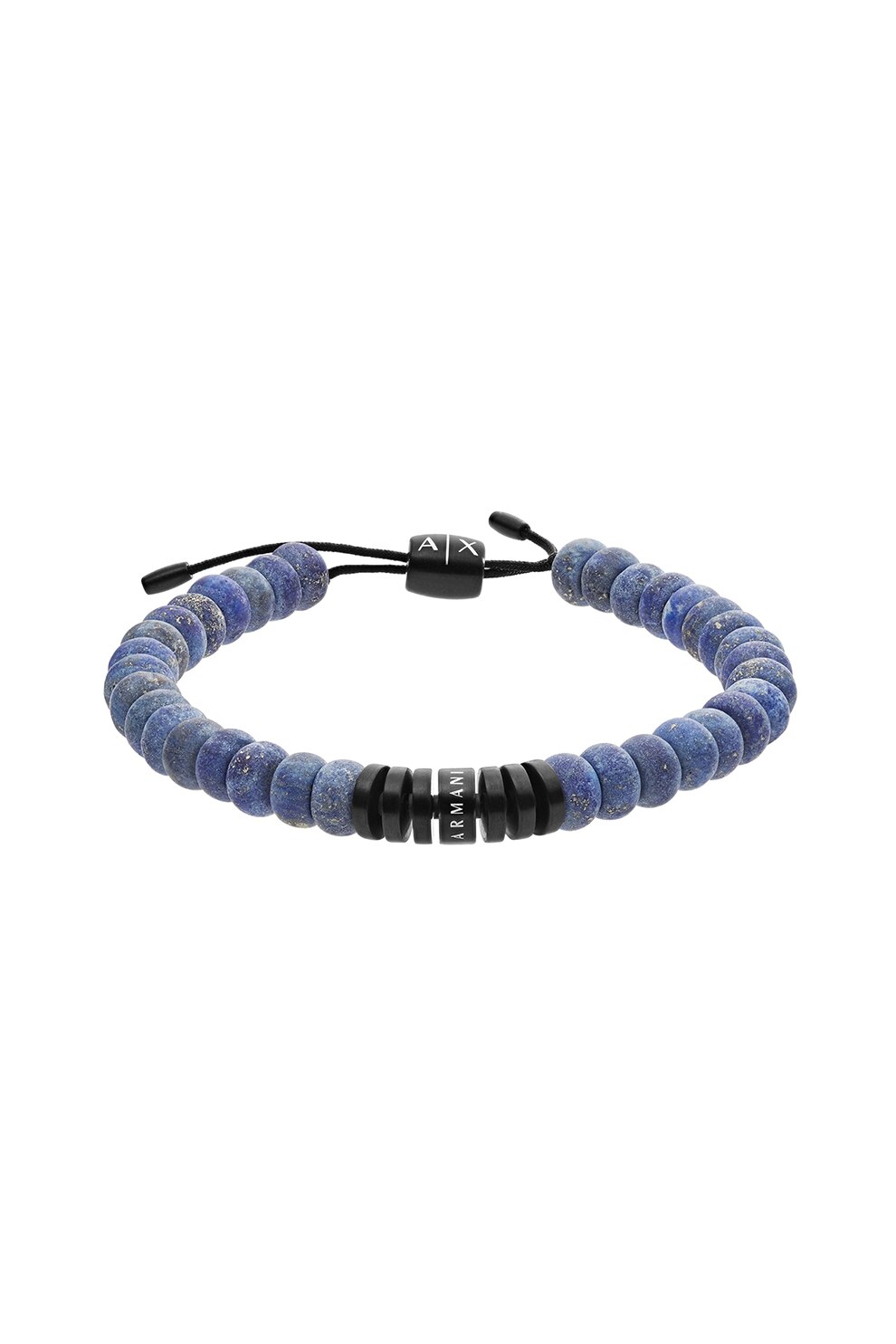 ARMANI EXCHANGE, Bratara ajustabila cu margele semi-pretioase Classic, Albastru prafuit
