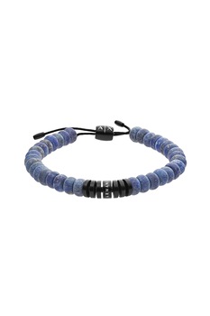 ARMANI EXCHANGE, Bratara ajustabila cu margele semi-pretioase Classic, Albastru prafuit ARMANI EXCHANGE, Bratara ajustabila cu margele semi-pretioase Classic, Albastru prafuit