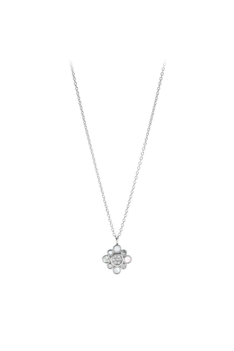 Fossil, Colier cu pandantiv sidefat, Argintiu