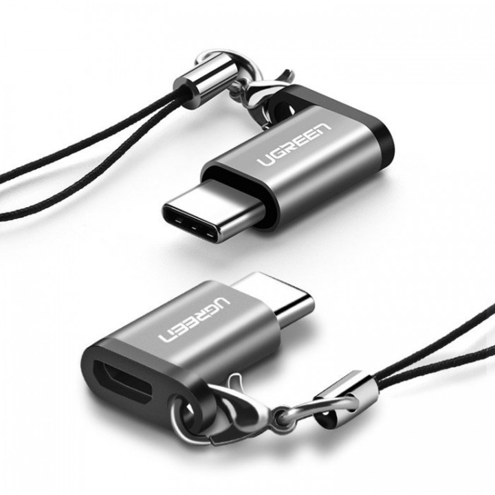 Adaptor Ugreen, Lanyard Micro USB to USB Type-C, Gri