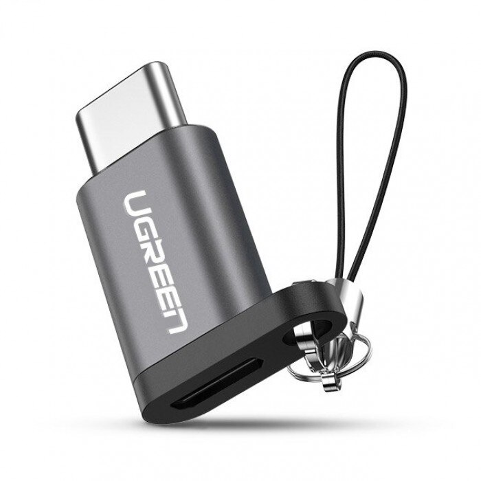 Adaptor Ugreen, Lanyard Micro USB to USB Type-C, Gri