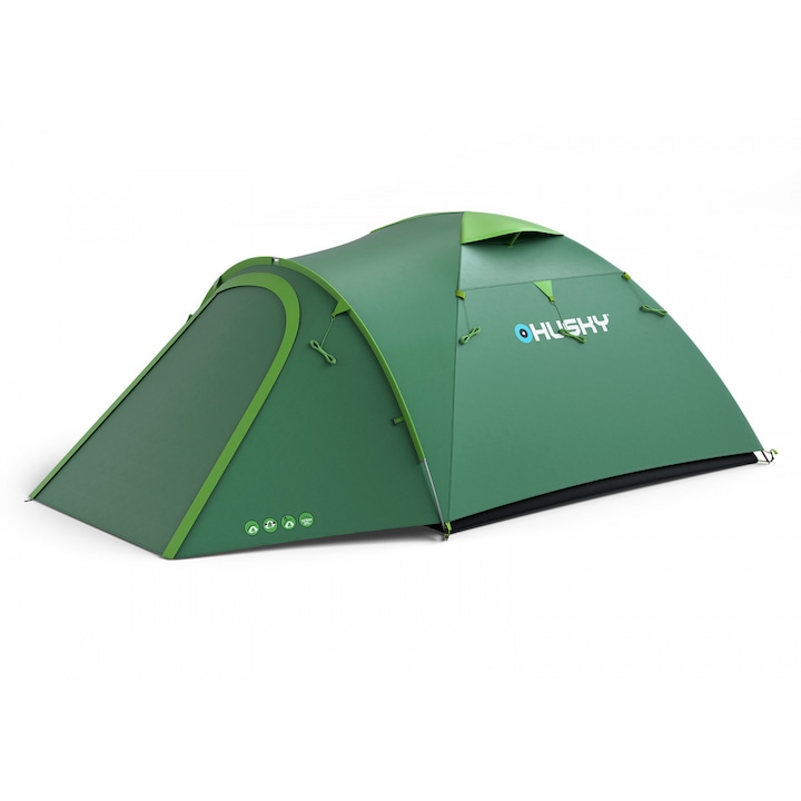 Cort camping Husky Bizon 3 Plus, 3 persoane, verde