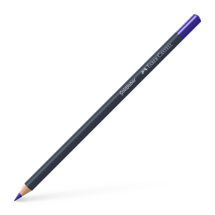 Creion colorat, Faber-Castell, Goldfaber, Lemn, 137, Albastru violet