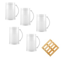 set format din 5 halbe de bere pentru congelator 450ml brt pereti dublii cu lichid pentru mentinerea bauturii rece plus 5 suporti din lemn tip palet imagen 59_2_
0