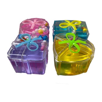 Set de 4 slime gelatina colorata, in cutiute de cadou, cu bilute colorate, diverse culori Set de 4 slime gelatina colorata, in cutiute de cadou, cu bilute colorate, diverse culori