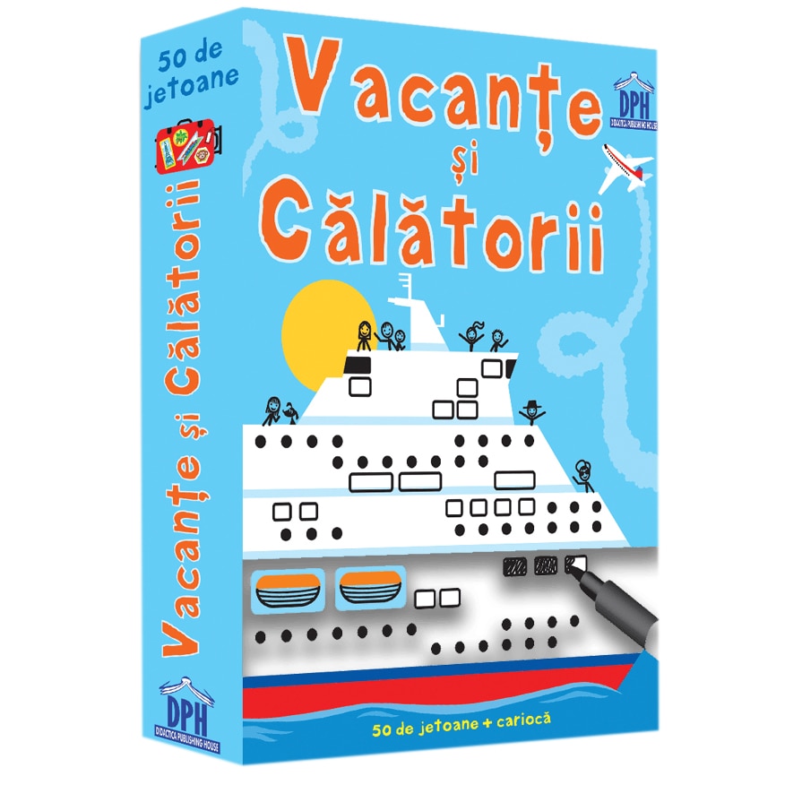 Vacante si calatorii - Deseneaza si sterge - 50 de jetoane, USBORNE