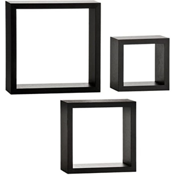 Set 3 polite cub negre pentru perete cu unghi drept, Naimeed, D1212-1 Set 3 polite cub negre pentru perete cu unghi drept, Naimeed, D1212-1