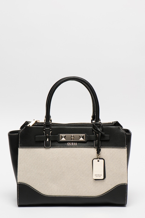 Guess, Ökológiai bőr táska, Raffie vállpánttal, Fekete/krém