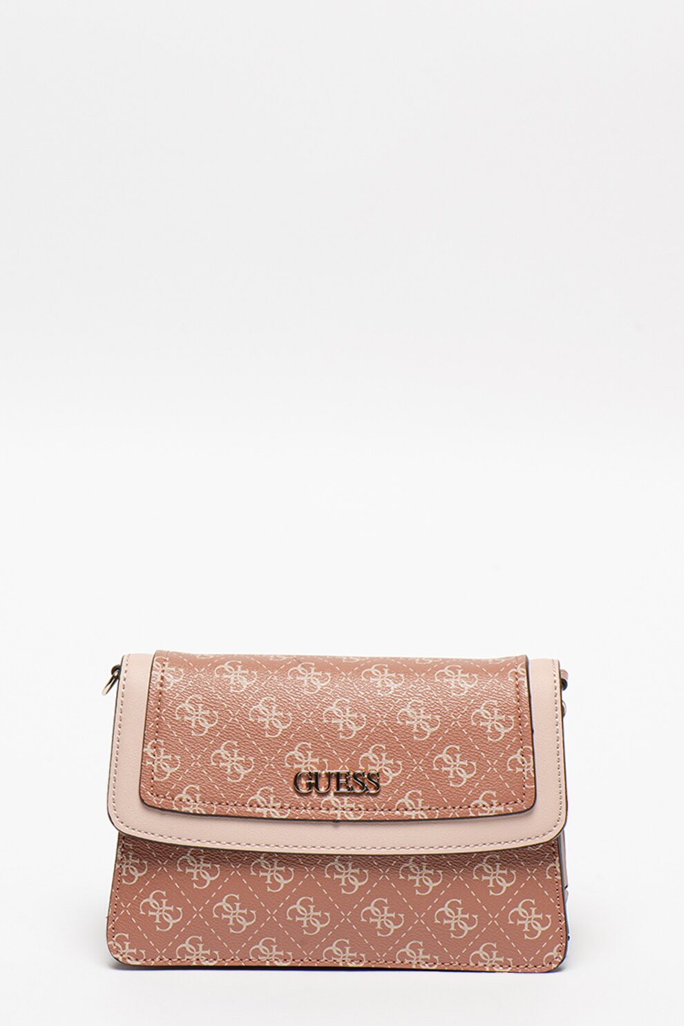 Guess, Geanta crossbody de piele ecologica Camy, Roz prafuit/Alb prafuit