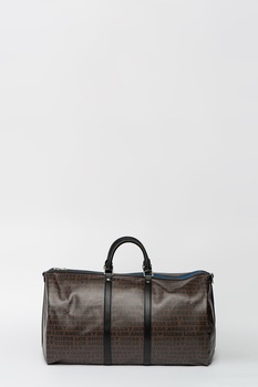 Guess, Geanta duffle tip weekender din piele ecologica Dan, Maro inchis/negru/albastru royal Guess, Geanta duffle tip weekender din piele ecologica Dan, Maro inchis/negru/albastru royal