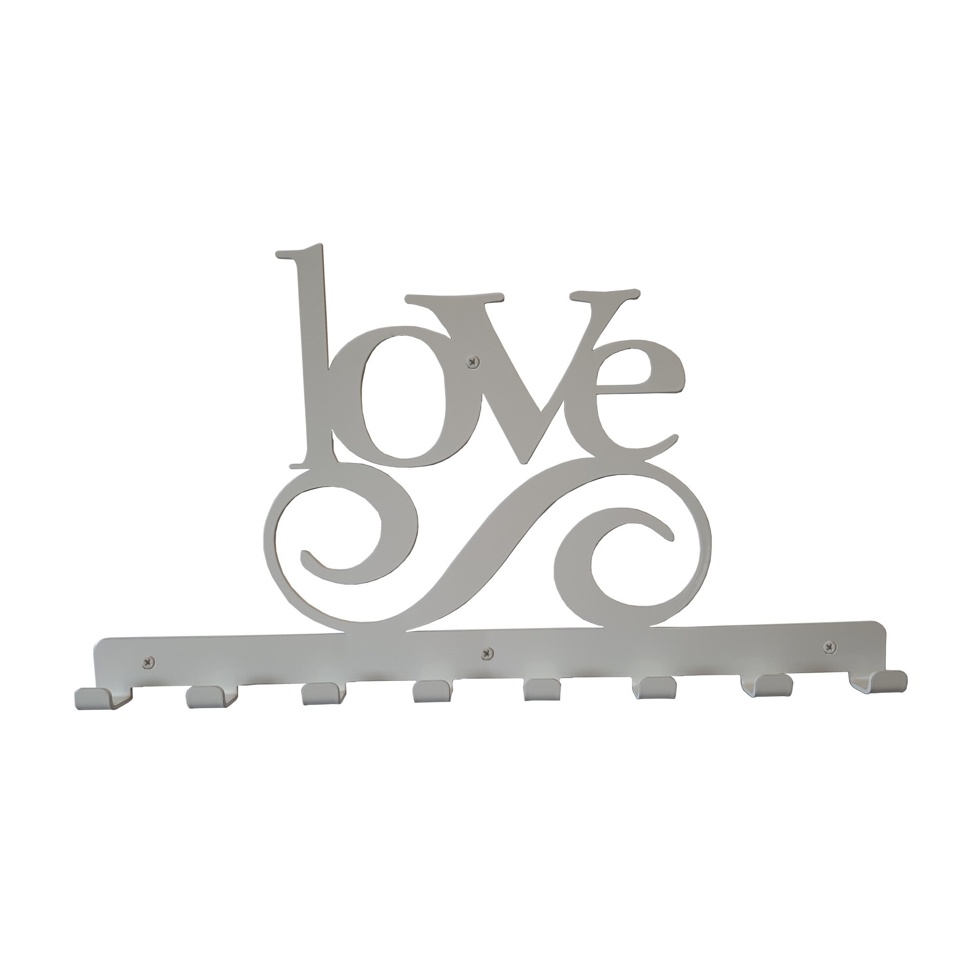 Cuier metalic Love sign 8 agatatoare Alb