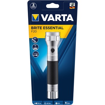 Lanterna LED Varta Brite Essential F20, 40 lm, 2xC, Aluminiu/cauciuc Lanterna LED Varta Brite Essential F20, 40 lm, 2xC, Aluminiu/cauciuc