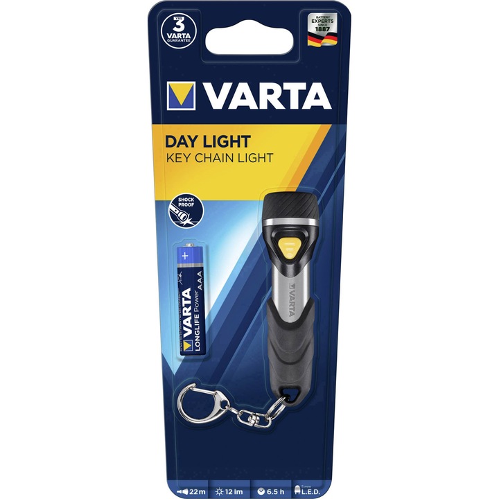 Varta LED Day Light Key Chain Light Zseblámpa, 12 lm, 1xAAA