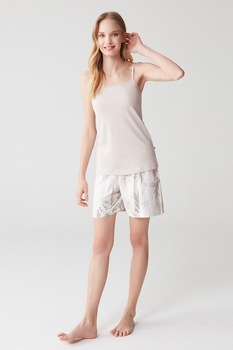 U.S. Polo Assn., Pijama scurta din amestec de modal, Alb U.S. Polo Assn., Pijama scurta din amestec de modal, Alb