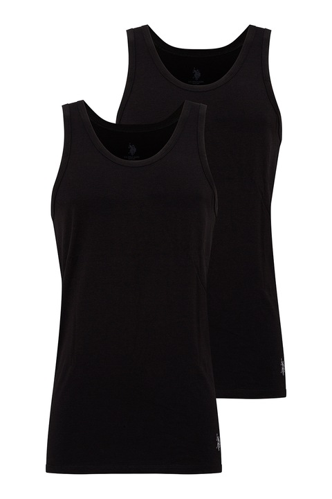 U.S. Polo Assn., Set de topuri de casa din amestec de bumbac - 2 piese, Alb/Negru