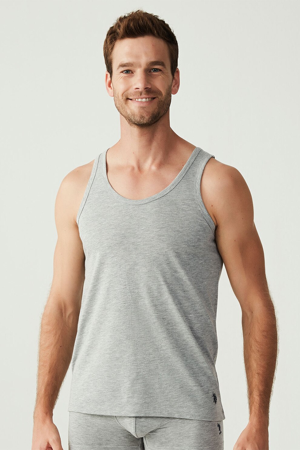 U.S. Polo Assn., Set de topuri de casa din amestec de bumbac - 2 piese, Gri