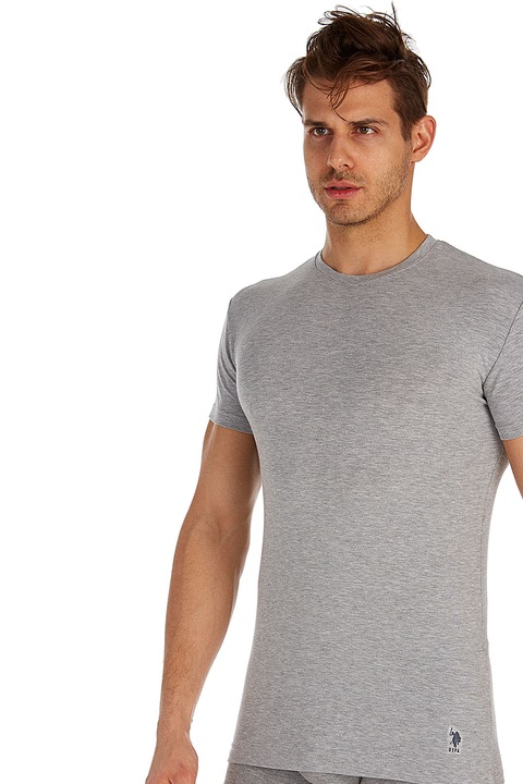 U.S. Polo Assn., Set de tricouri de casa cu decolteu la baza gatului - 2 piese, Gri petrol/Gri
