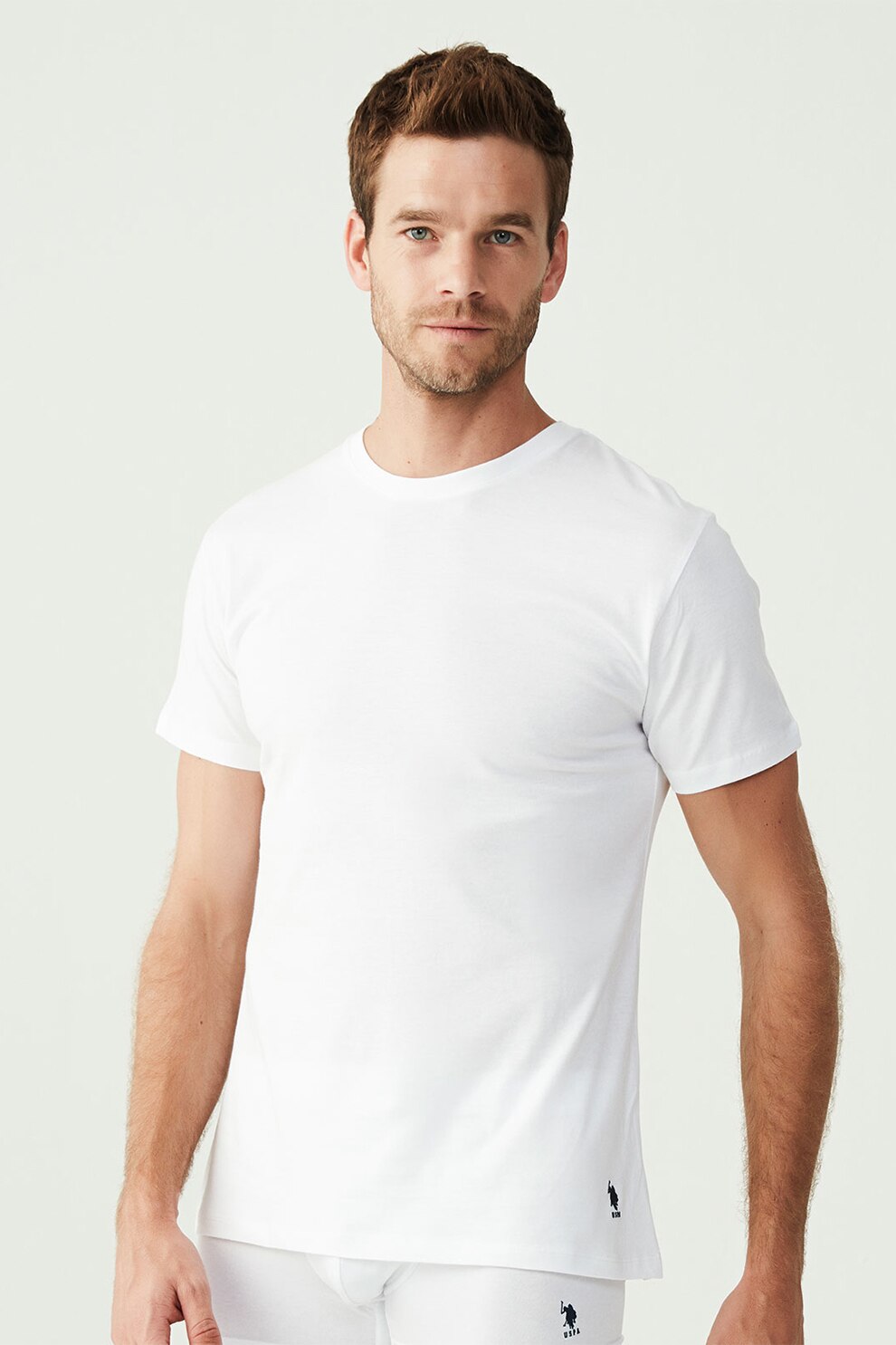 U.S. Polo Assn., Set de tricouri de casa cu decolteu la baza gatului - 2 piese, Alb