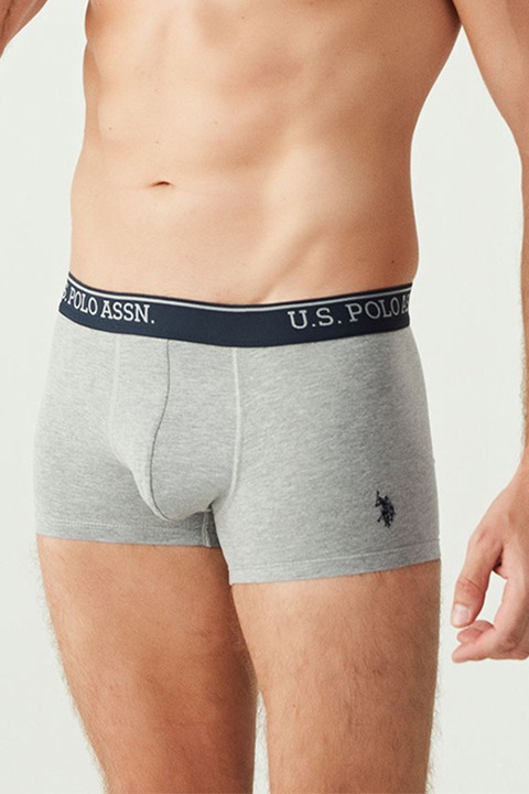 U.S. Polo Assn., Boxer szett logós derékpánttal - 3 db, Szürke/Tengerészkék