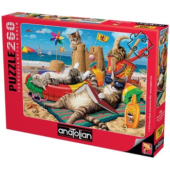 Puzzle Anatolian - Steve Read, Cats on the beach, 260 piese Puzzle Anatolian - Steve Read, Cats on the beach, 260 piese