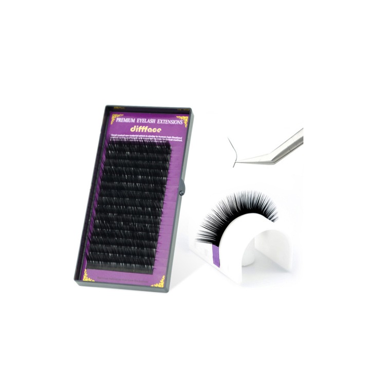 Szálas műszempilla fekete 0,1mm/B-ív/16soros #021-12MM