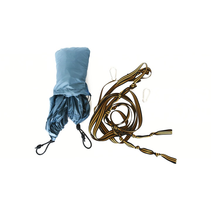 Hamac albastru, cu accesorii pentru prindere, 260 x 145 cm
